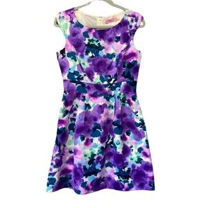 Eliza J Watercolor Artsy Sheath Dress Pockets Sz 6